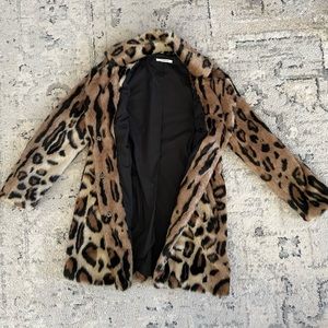Faux fur leopard coat